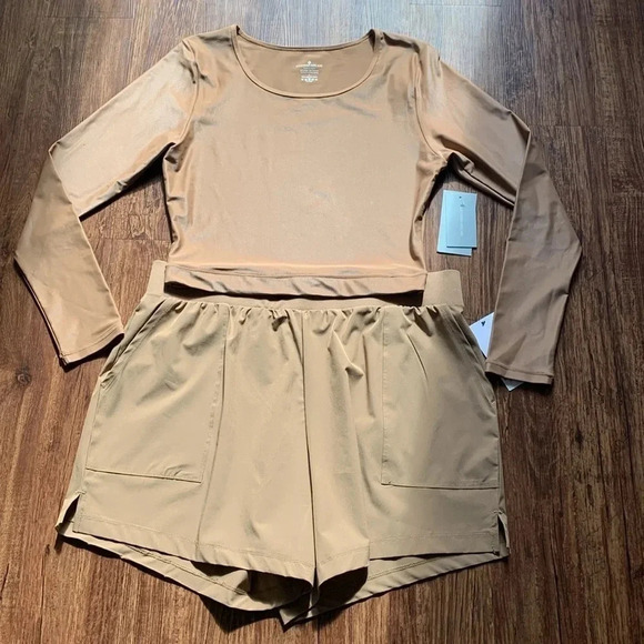 Kinesis Women’s Athletic Shorts Size Large Brown Cocoa Creme New - Picture 9 of 9